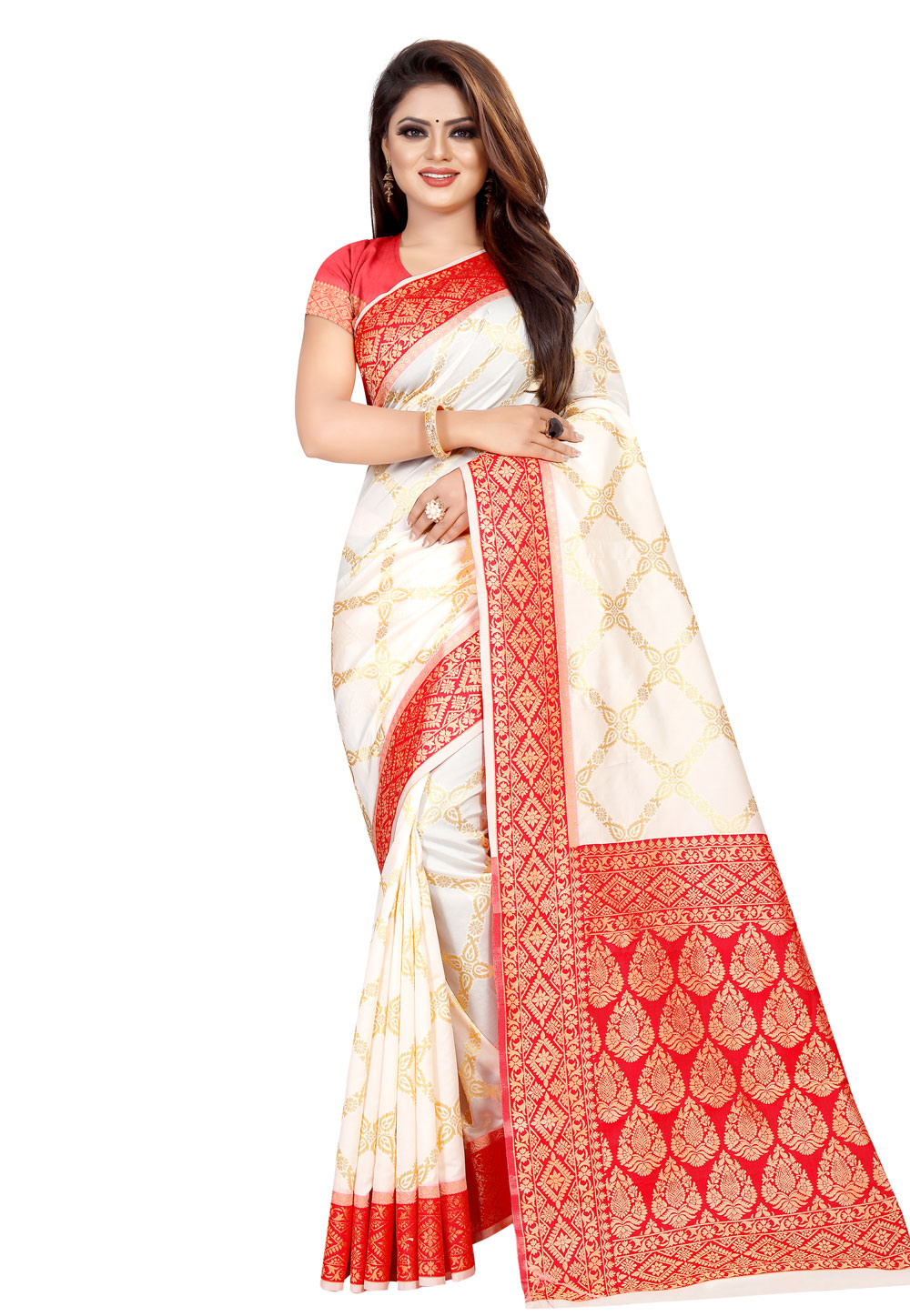 Off White Silk Saree With Blouse 190650