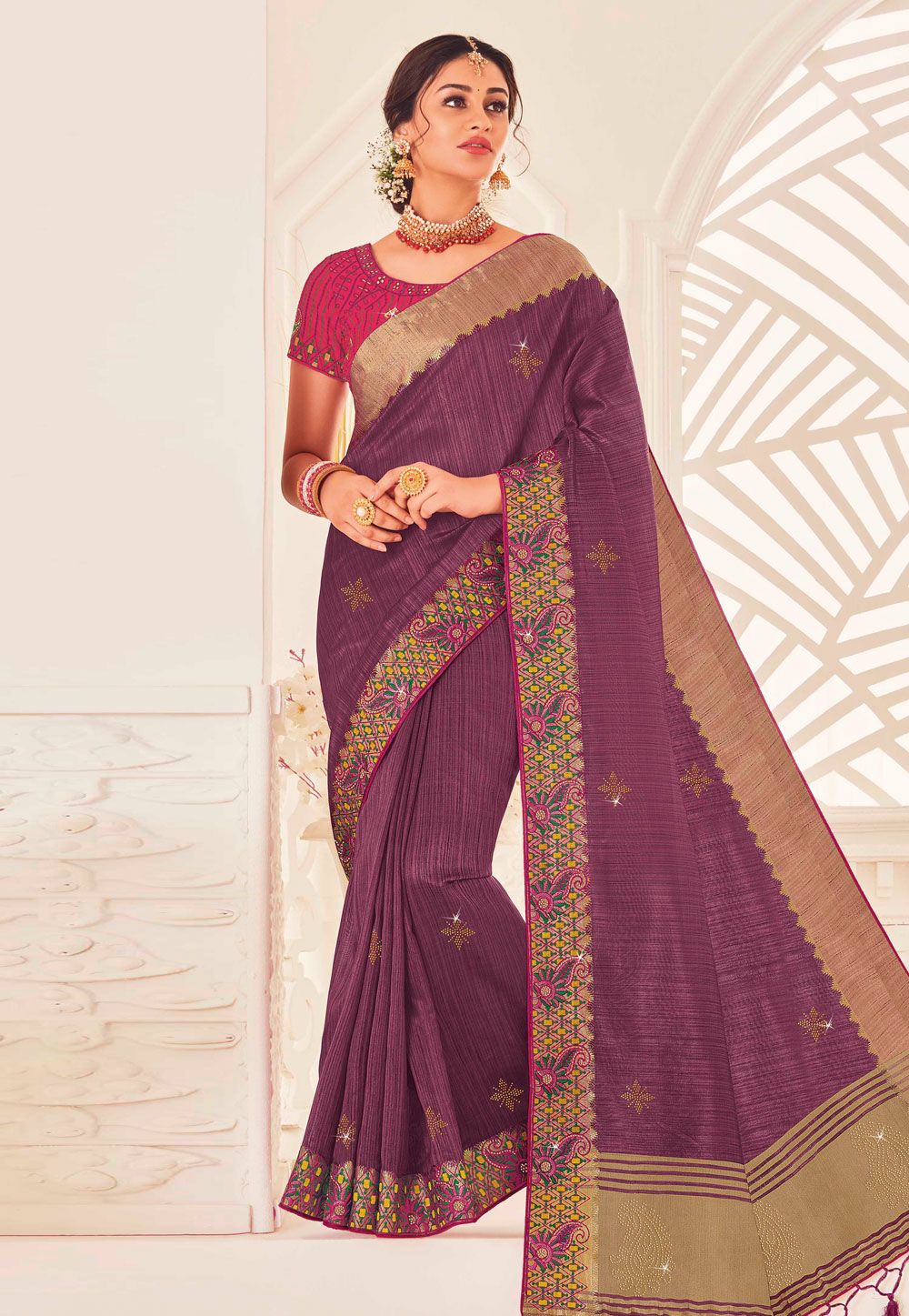 Purple Silk Saree With Blouse 227868