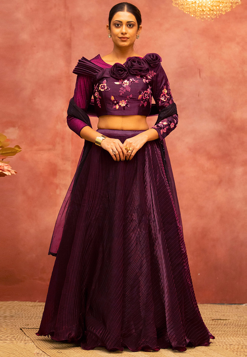 Purple Satin Silk Party Wear Lehenga Choli 265129