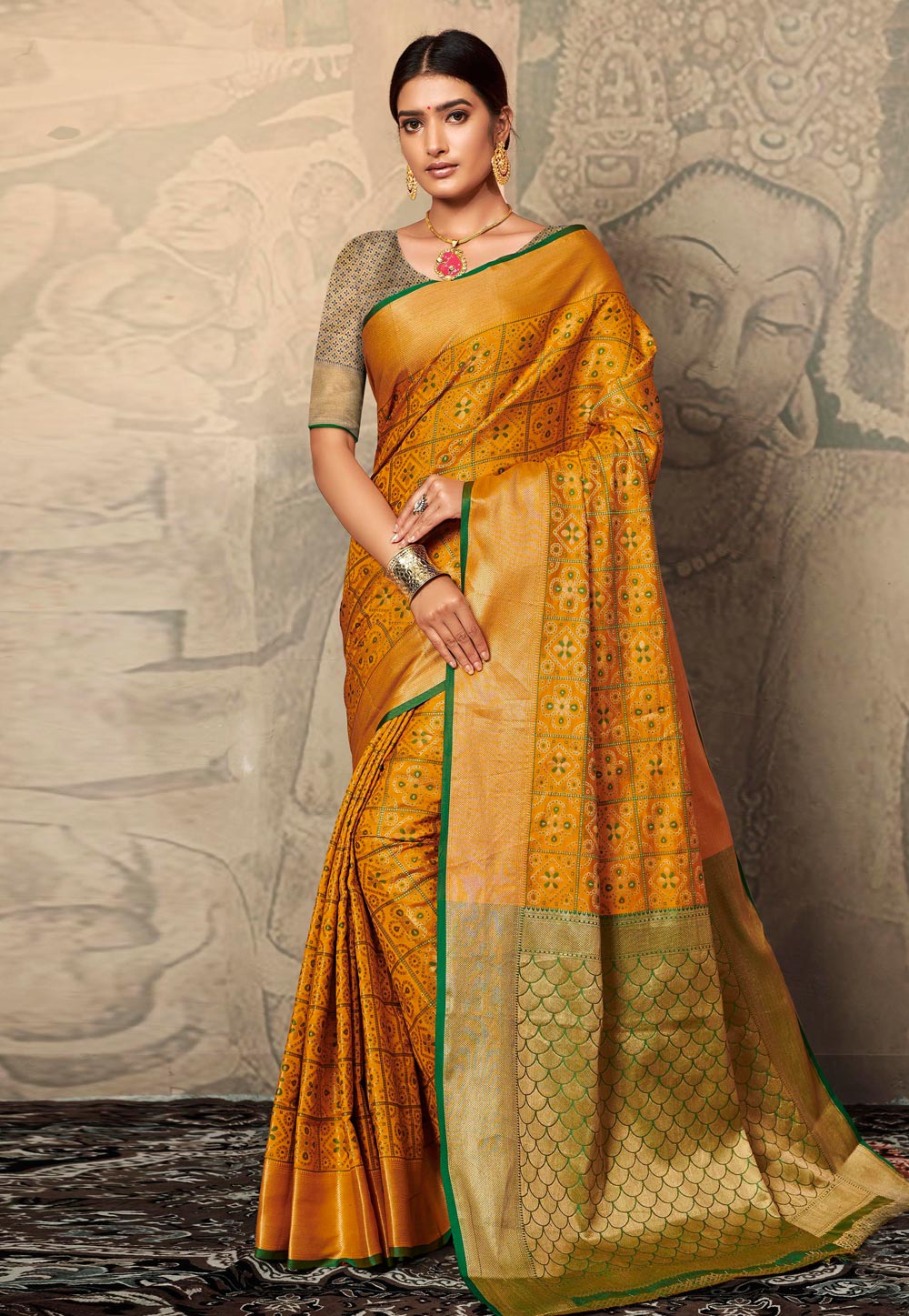 Mustard Banarasi Silk Festival Wear Saree 227981