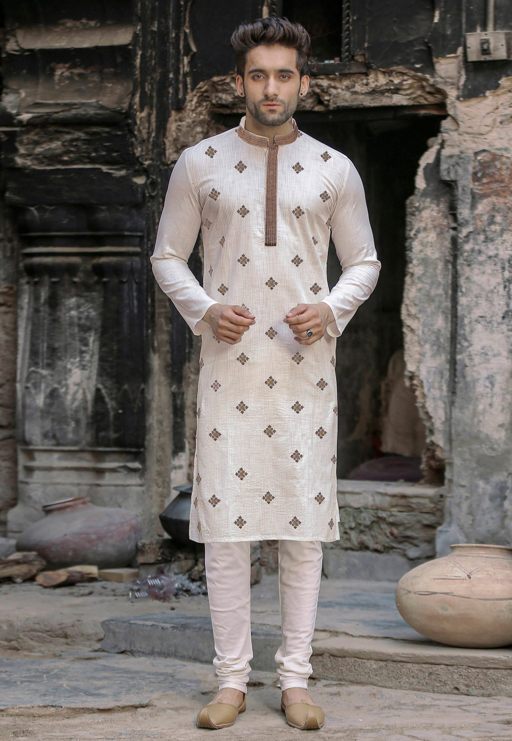 Off White Cotton Kurta Pajama for Men – Muraqsh