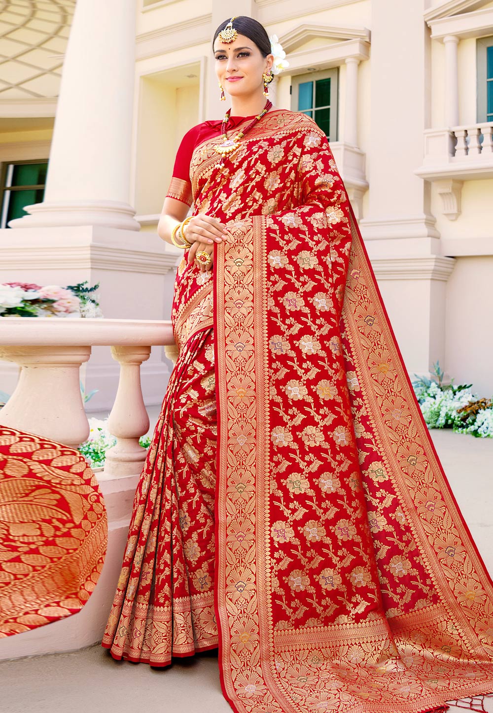 Red Silk Festival Wear Saree 225756
