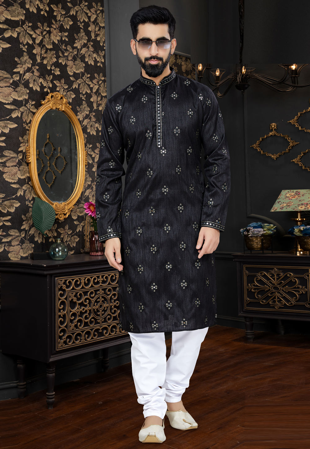 Black Silk Kurta Pajama 268816