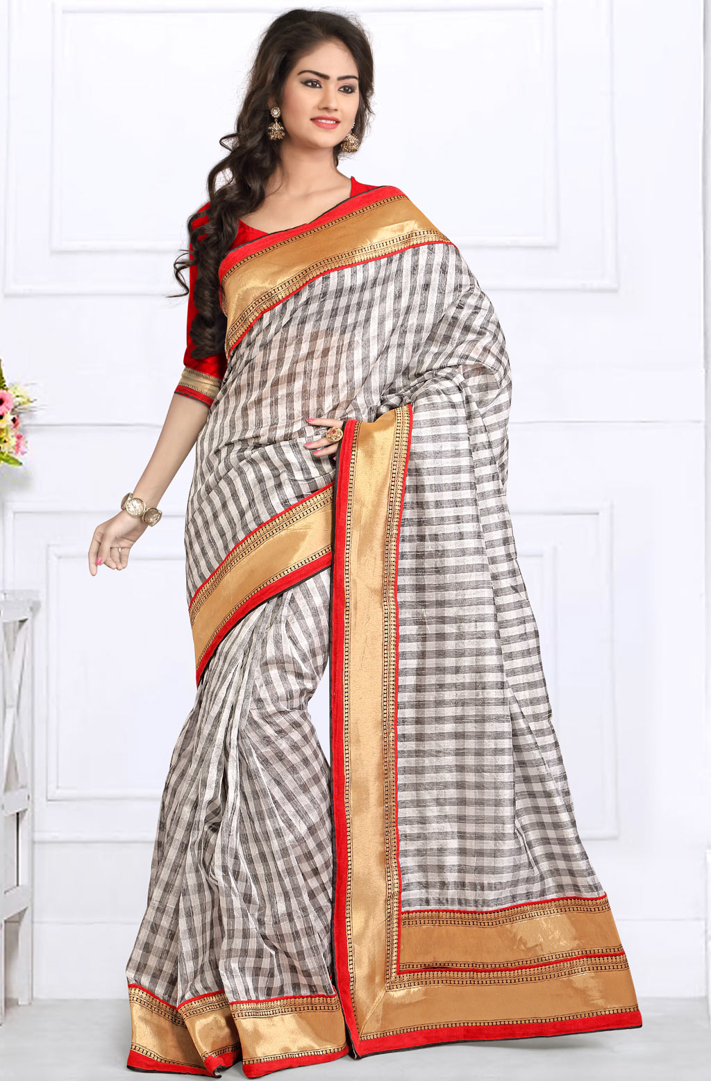 Grey Bhagalpuri Saree With Blouse 57865