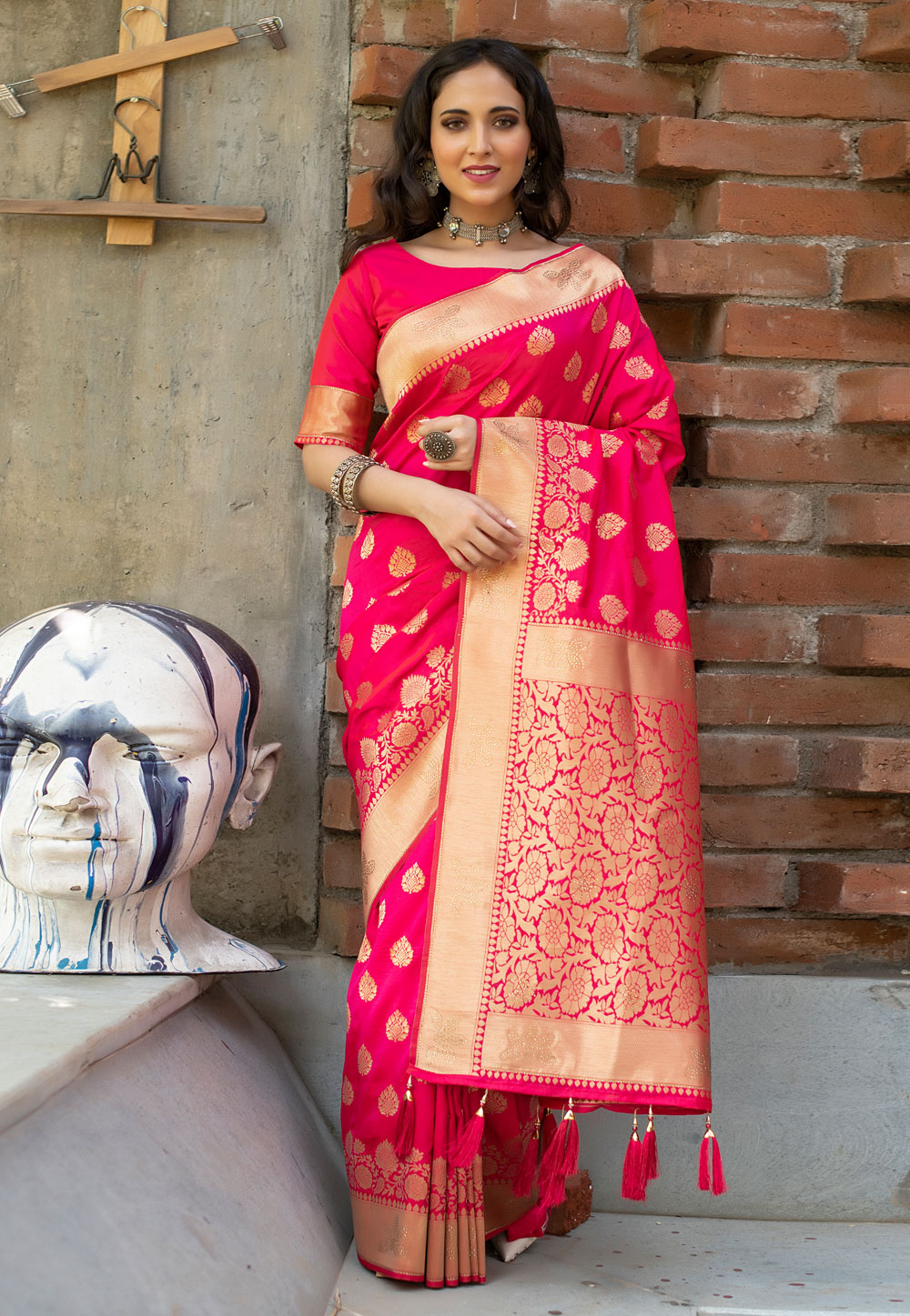 Pink Banarasi Silk Festival Wear Saree 225716