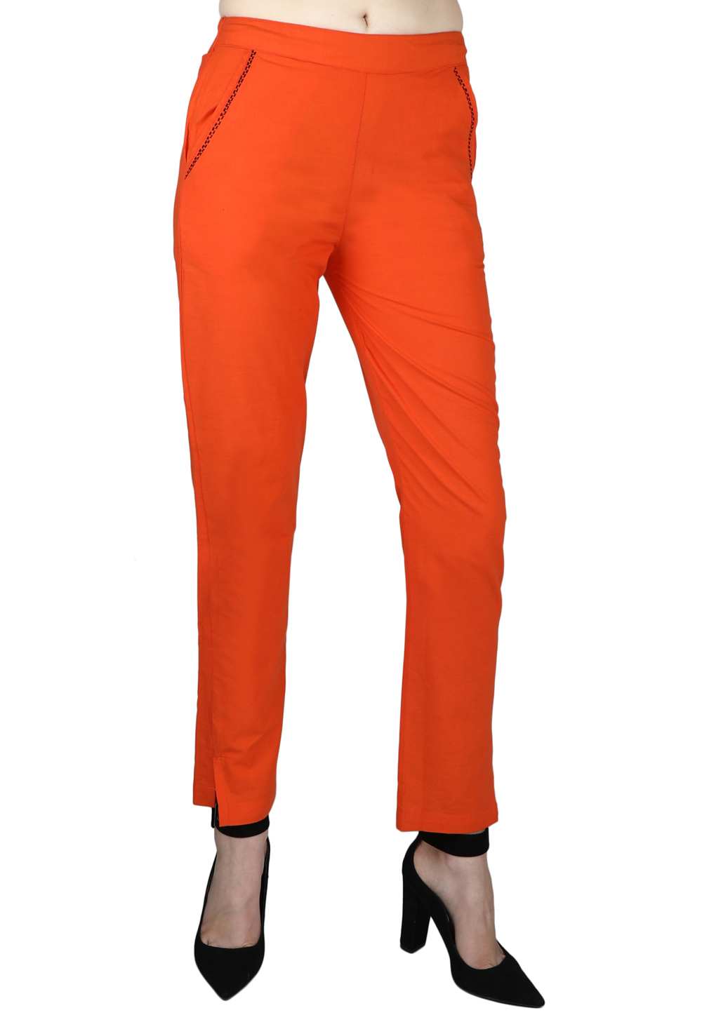 Orange Cotton Readymade Pant 171440