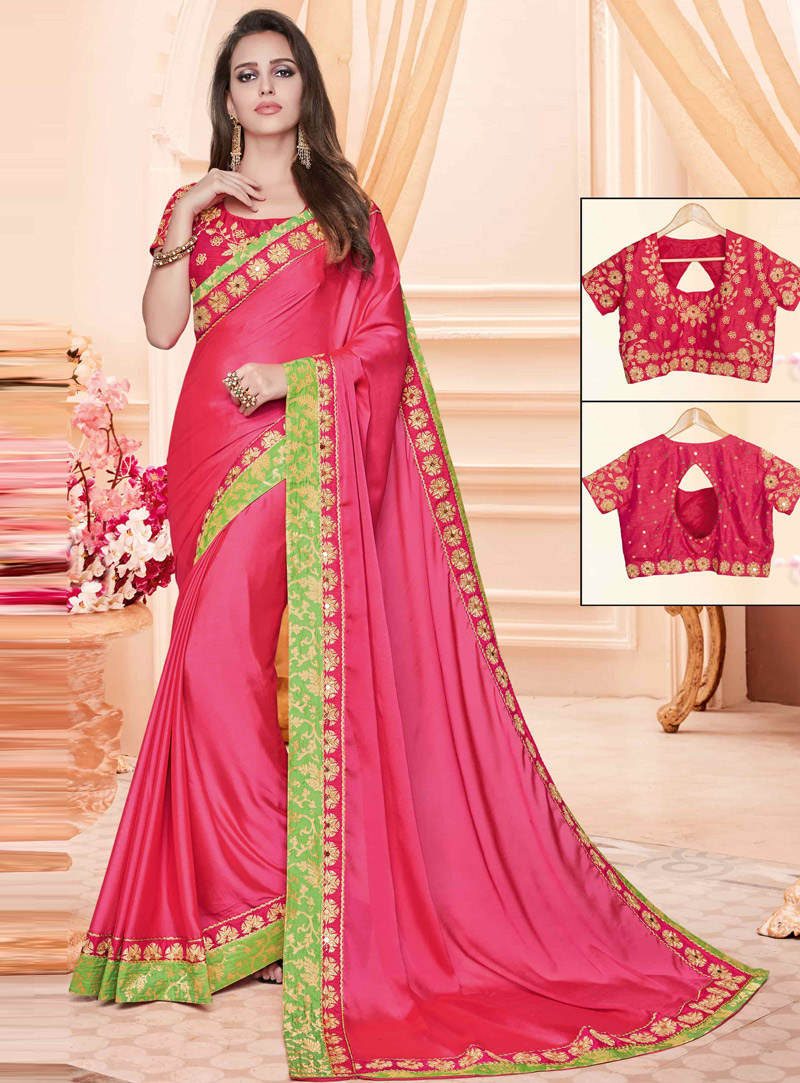 Pink Silk Saree With Blouse 106229