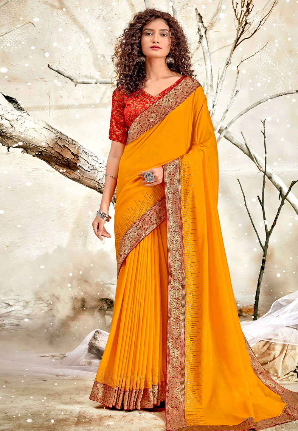 Yellow Chanderi Silk Saree With Blouse 228651