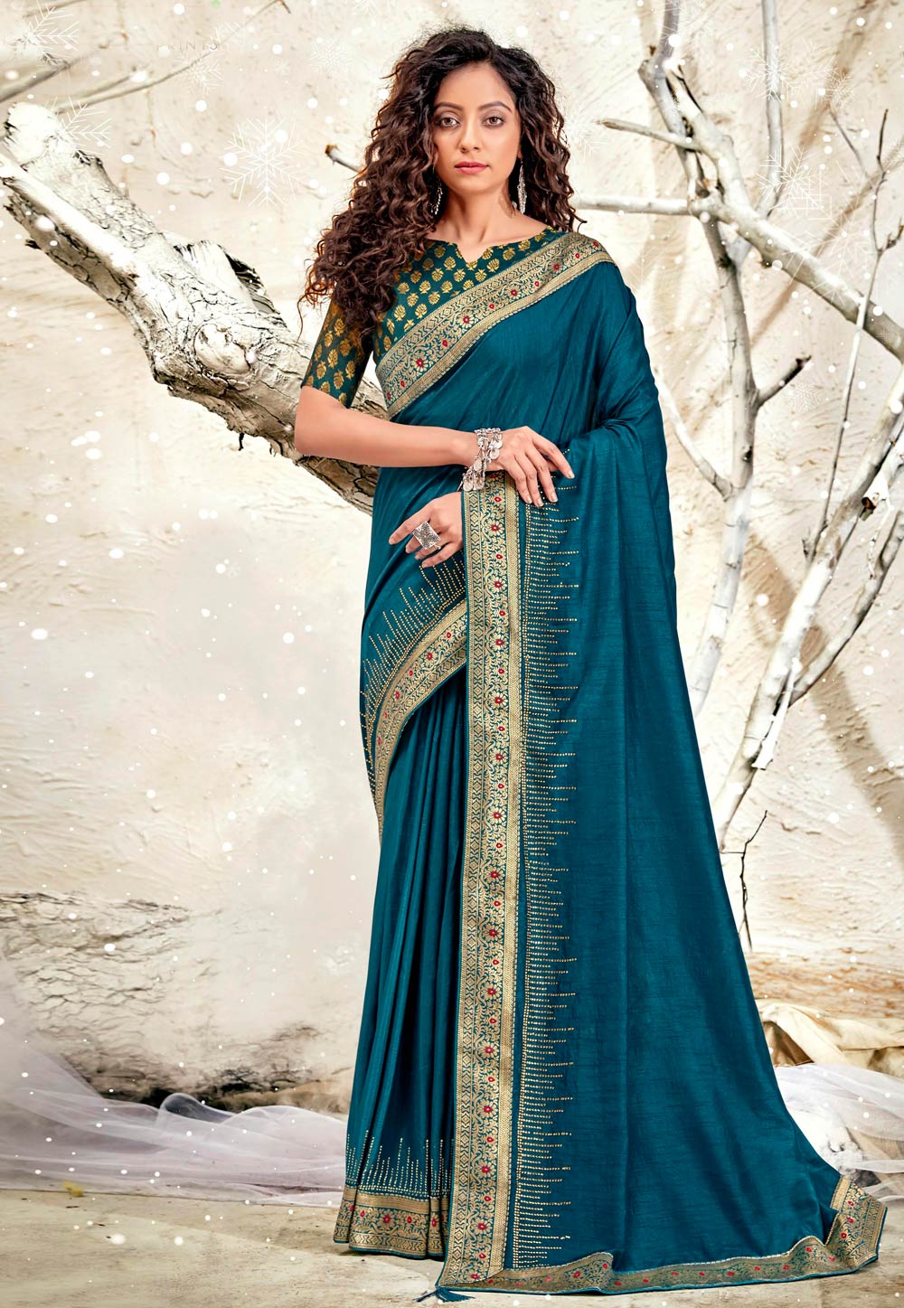 Blue Chanderi Silk Saree With Blouse 228655