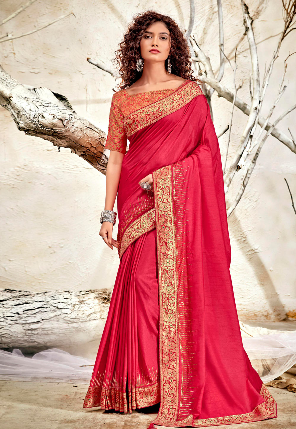 Pink Chanderi Silk Festival Wear Saree 228656