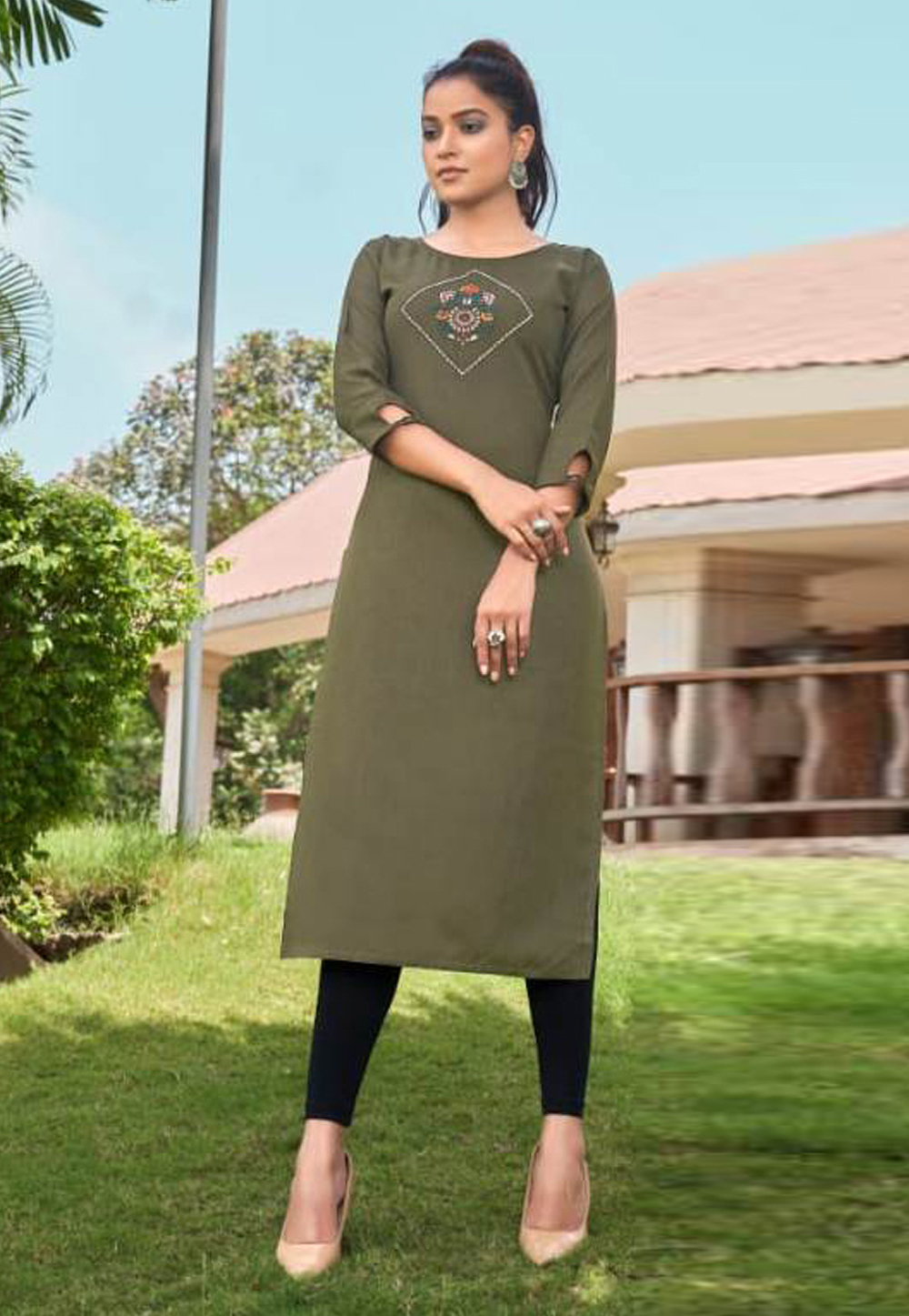 Olive Green Cotton Tunic 228595