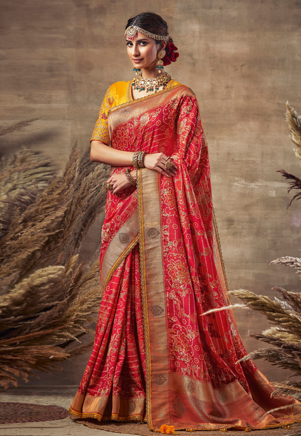 Pink Banarasi Silk Saree With Blouse 226000