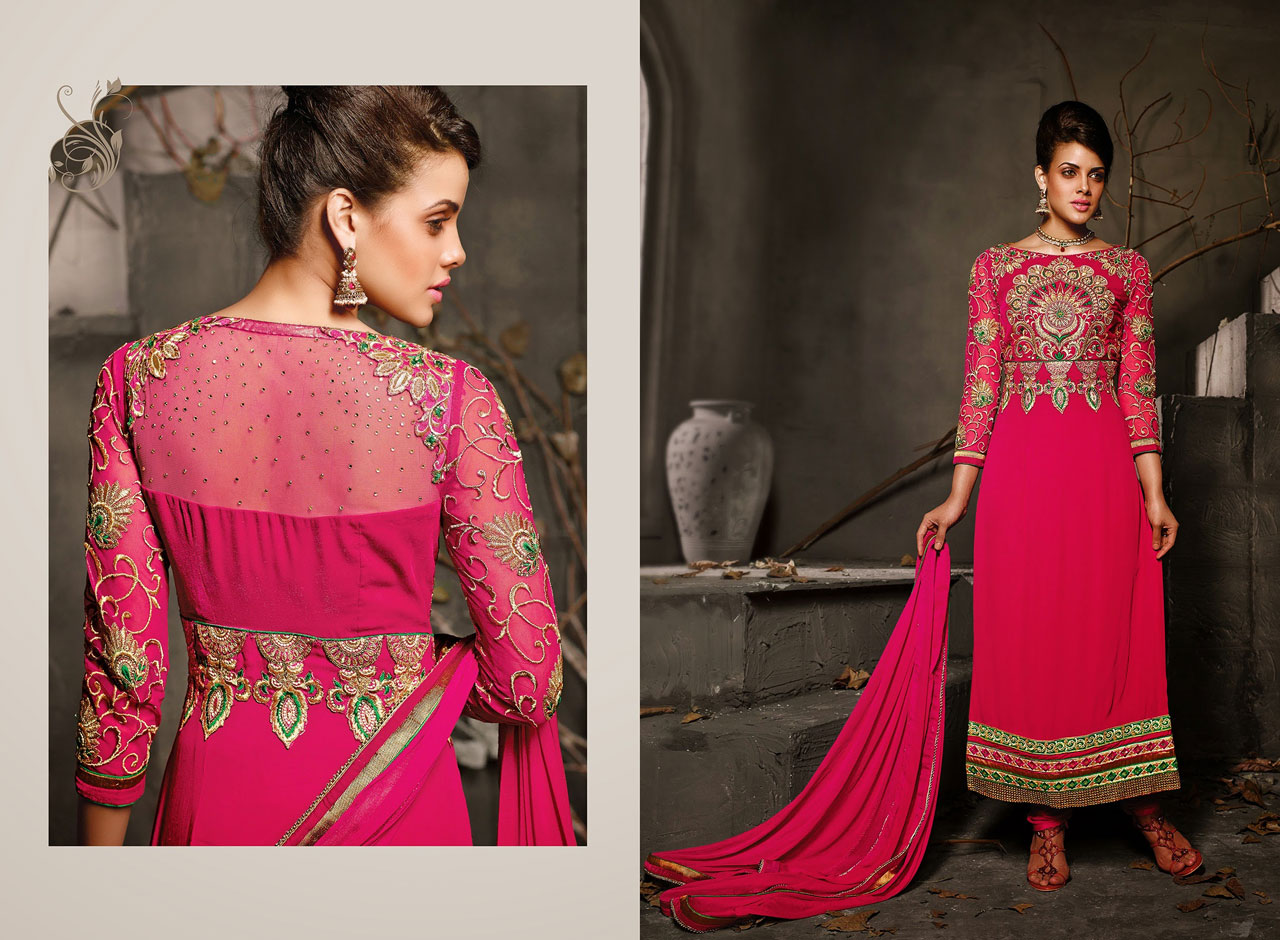 Pink Georgette Pakistani Style Suit 43420