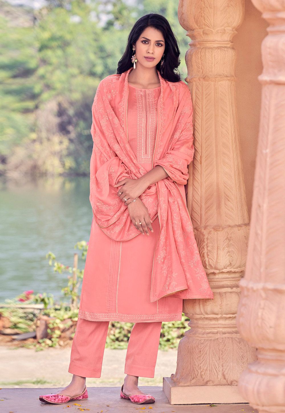 Pink Viscose Pant Style Suit 206091