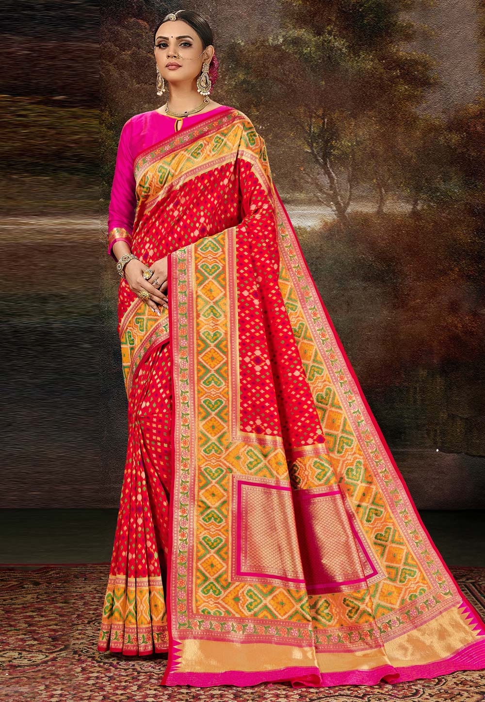 Red Banarasi Silk Festival Wear Saree 227613