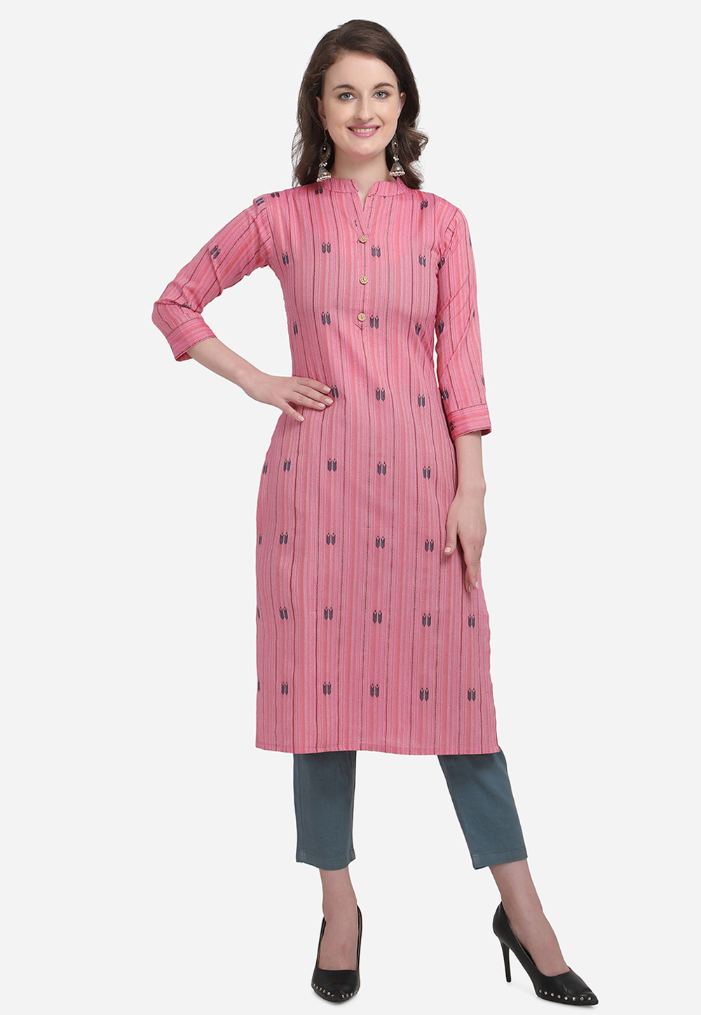 Pink Cotton Printed Tunic 230208