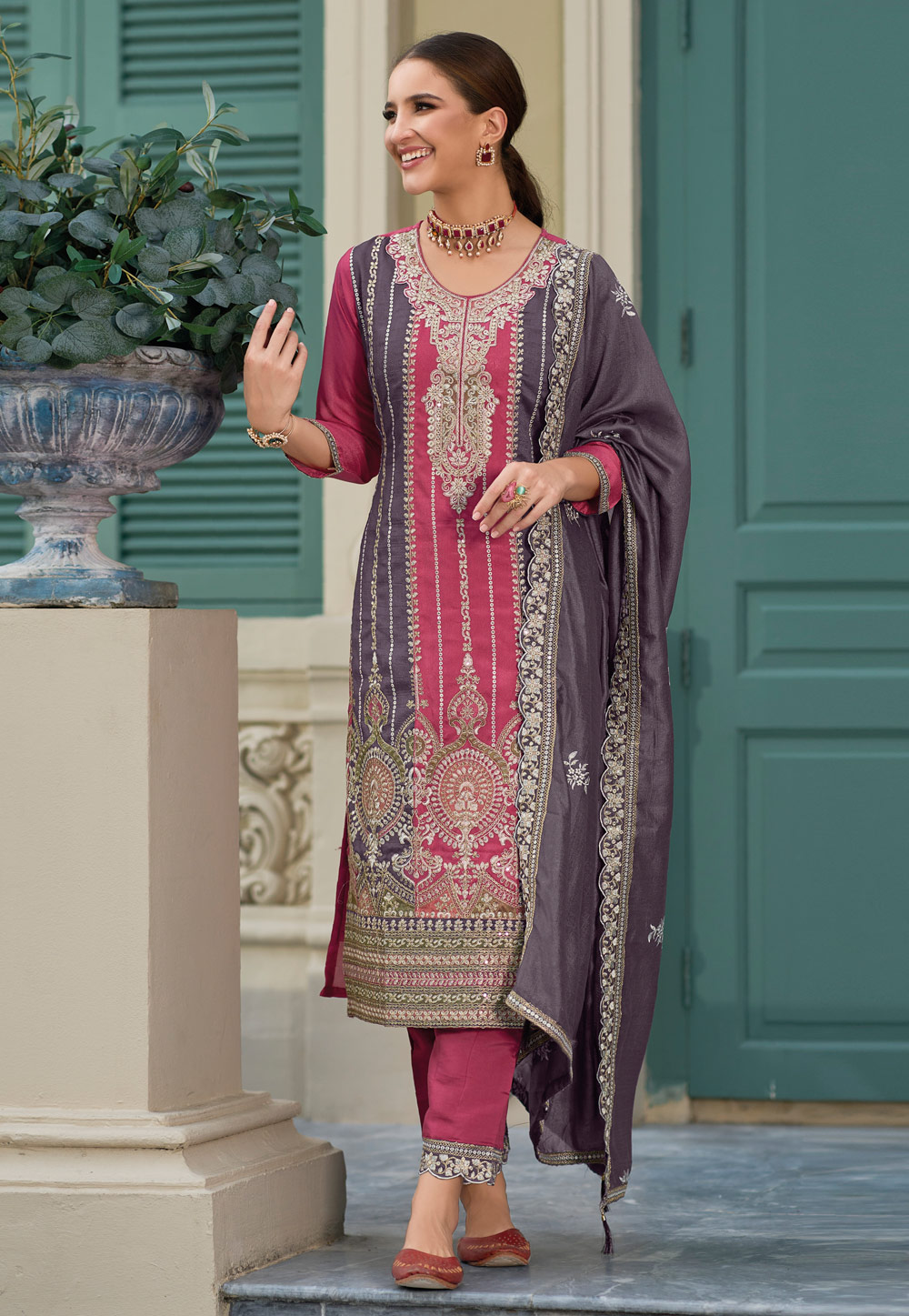 Pink Silk Pakistani Suit 272336