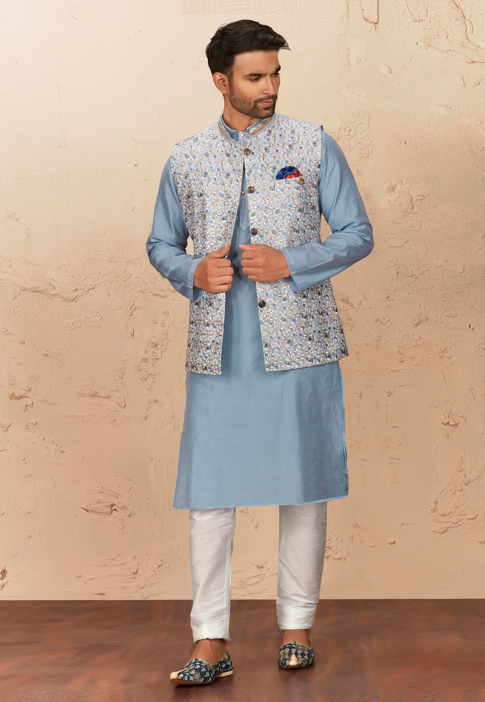 Sky blue kurta with koti new arrivals