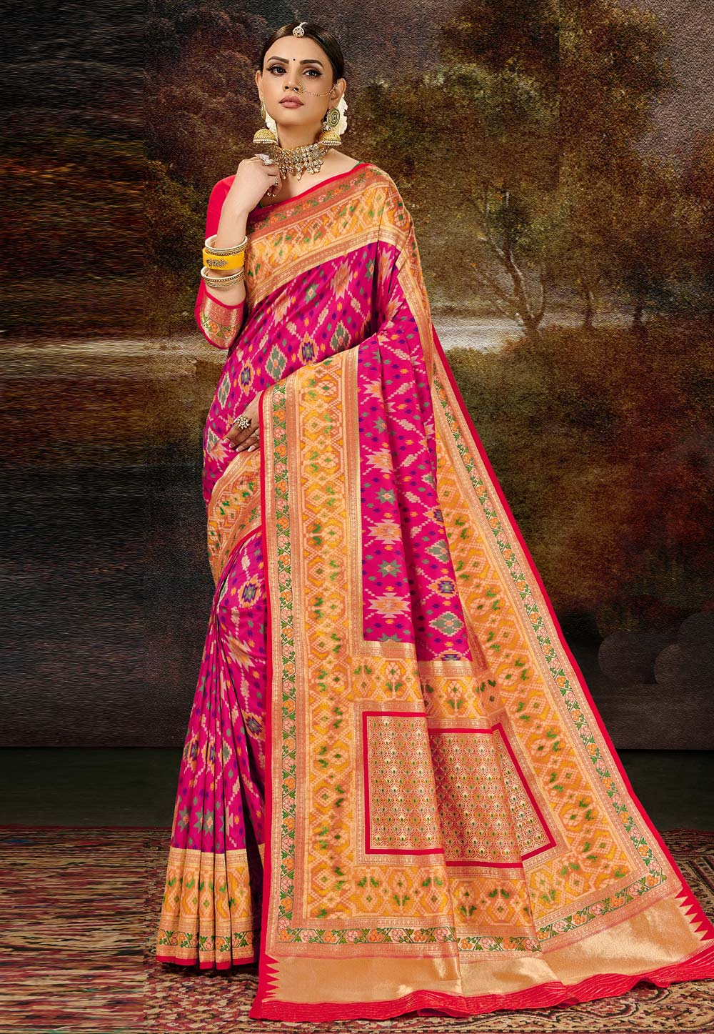 Pink Banarasi Silk Festival Wear Saree 227621