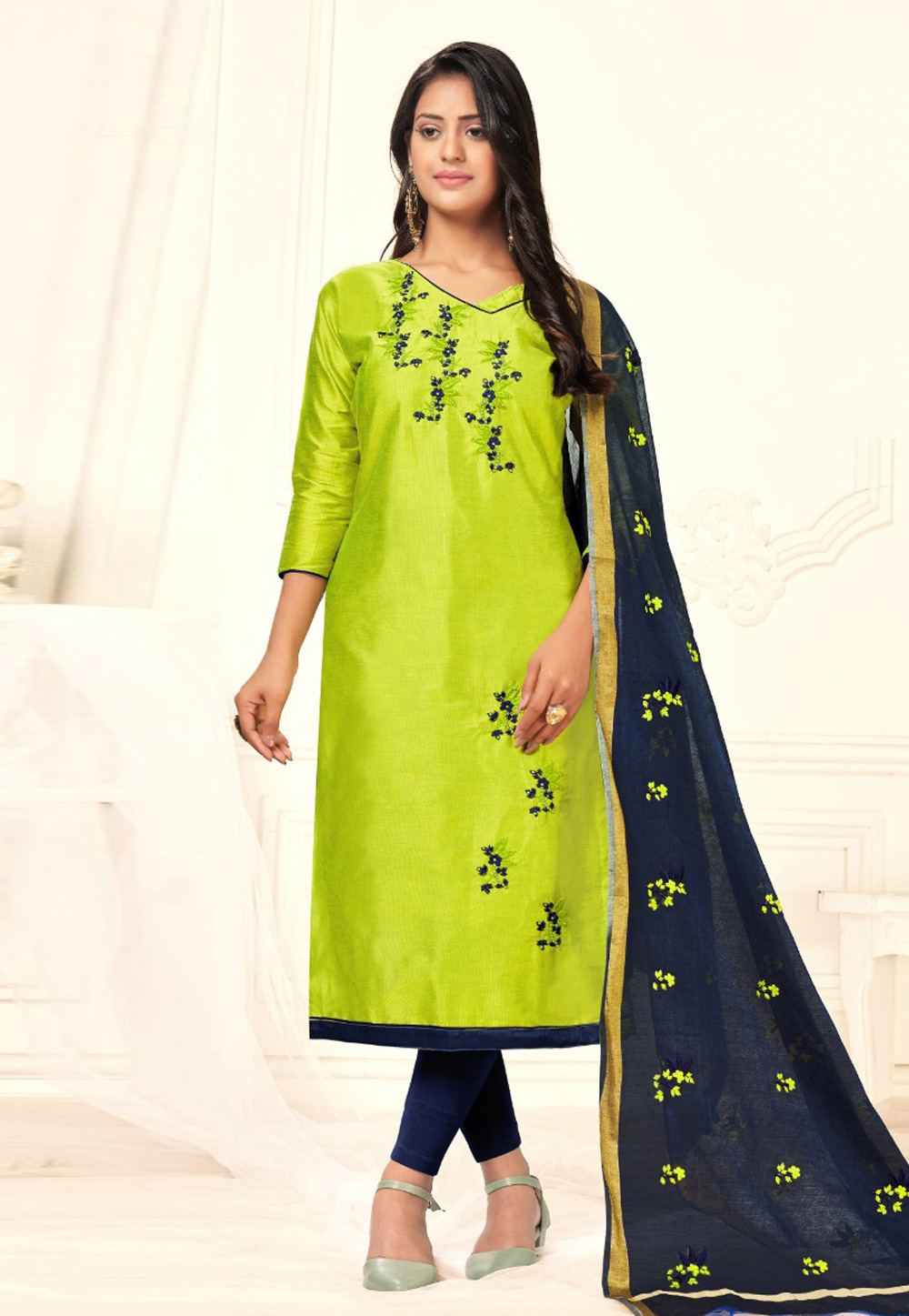 Light Green Cotton Churidar Salwar Suit 230835