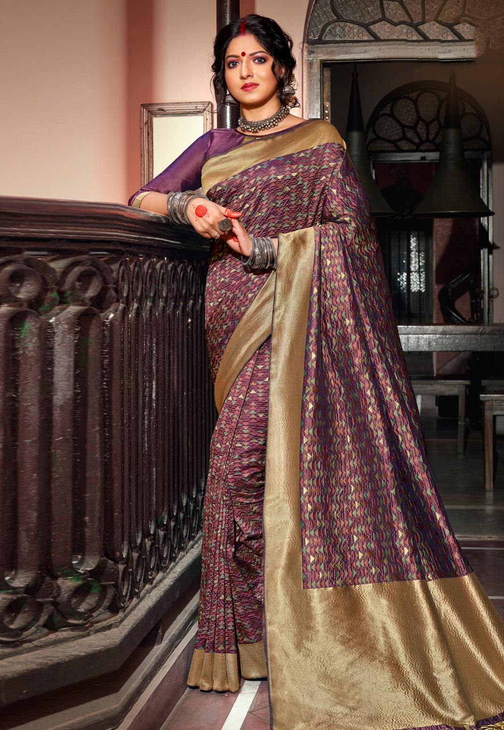 Brown Banarasi Silk Festival Wear Saree 227531