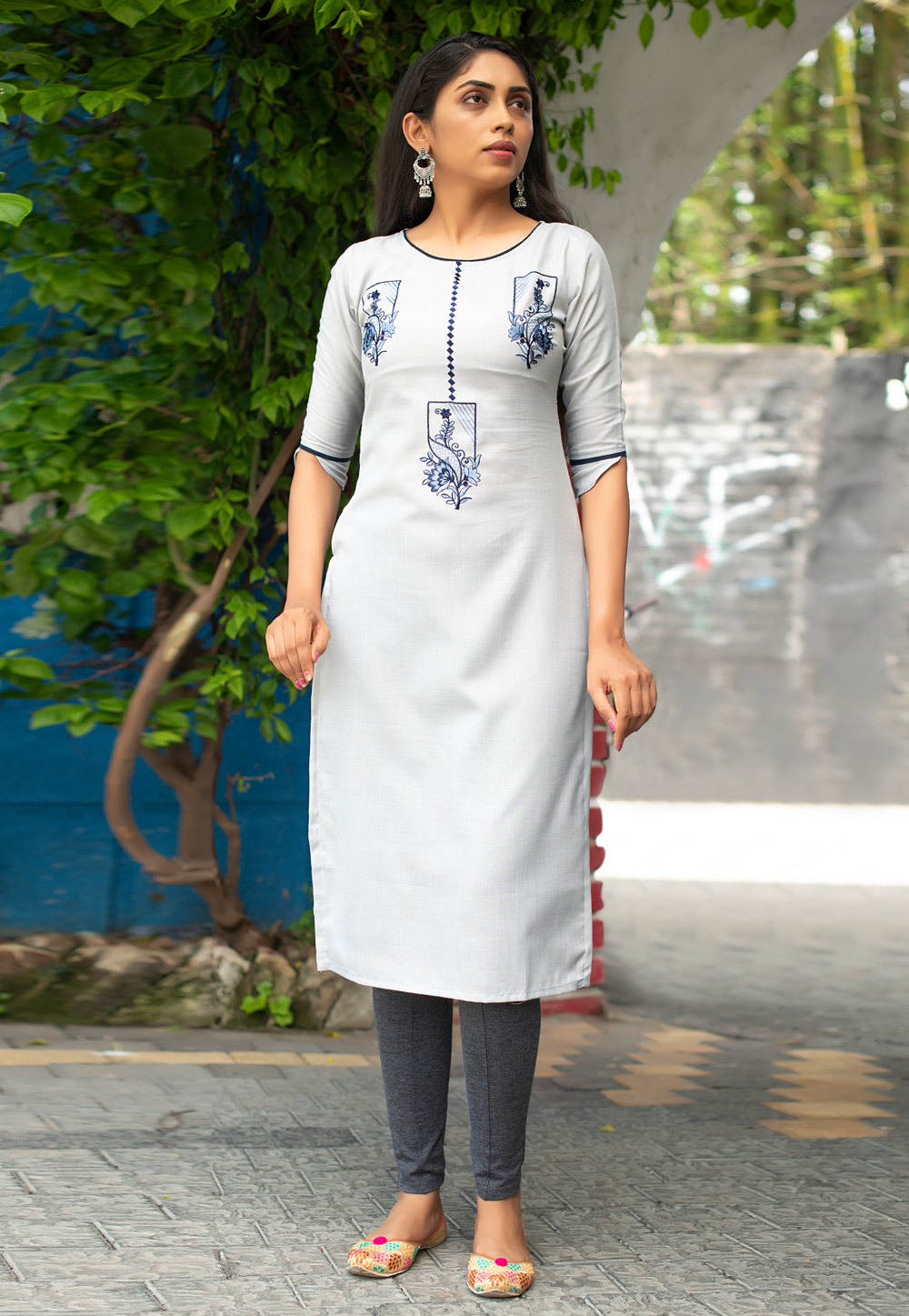 XL Beautiful Colored Printed Crepe And Georgette Kurti - Grey at Rs  1399/piece in Surat