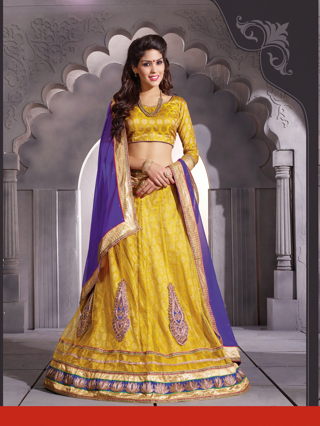 Yellow Brocade Wedding Lehenga Choli 43825