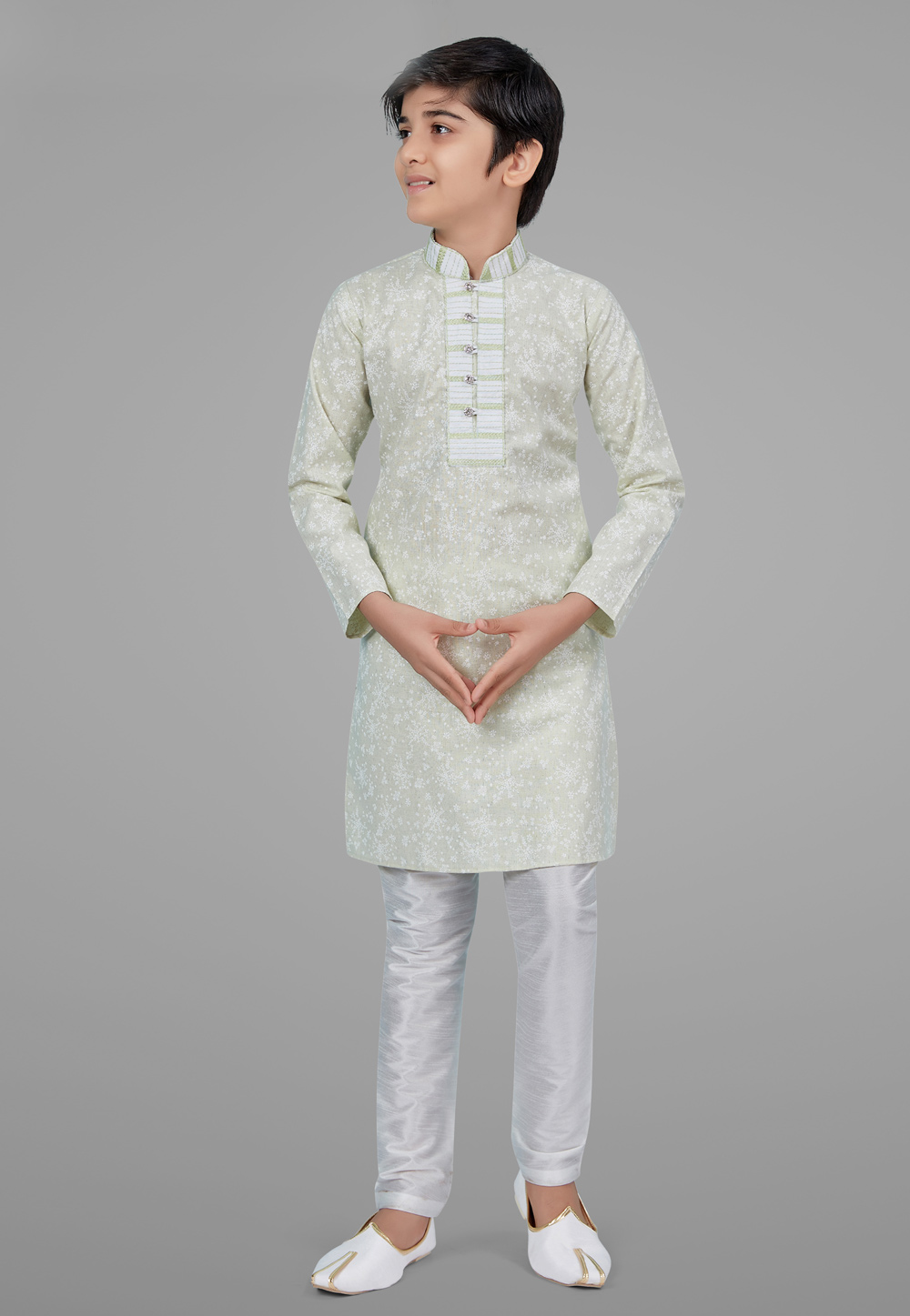 Off White Cotton Silk Readymade Kids Kurta Pajama 231970