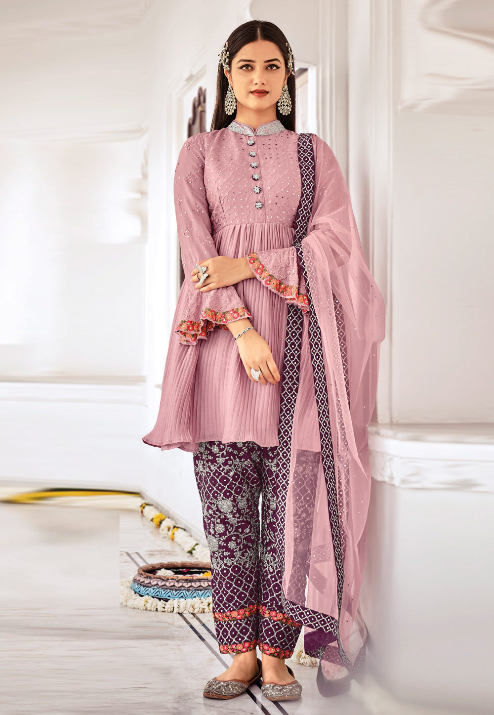 Pink Chinon Pakistani Suit 247354