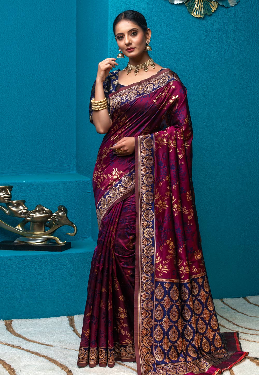 Magenta Banarasi Silk Festival Wear Saree 230857
