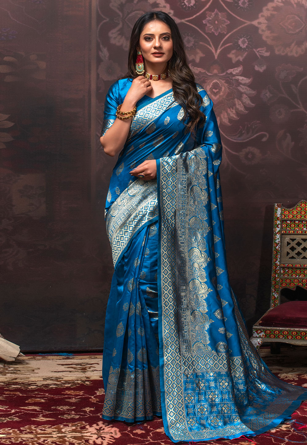 Blue Banarasi Silk Festival Wear Saree 230865