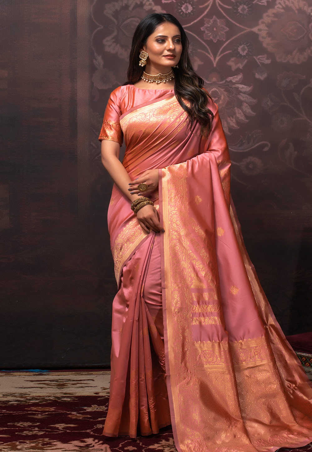 Pink Banarasi Silk Festival Wear Saree 230869