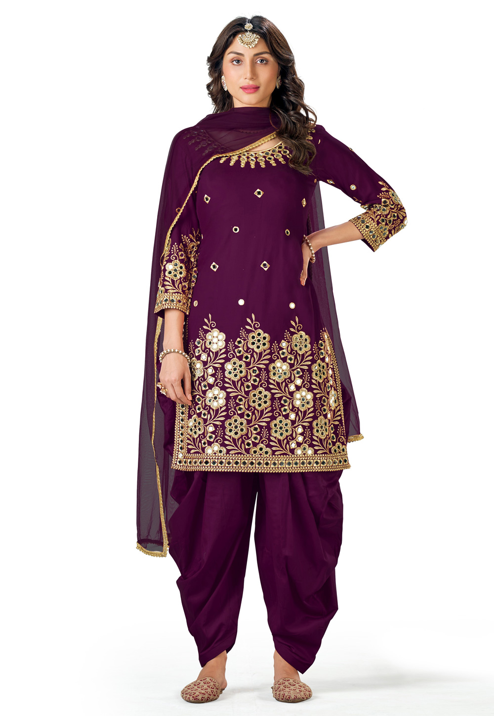 Purple Soft Silk Patiala Suit 246184