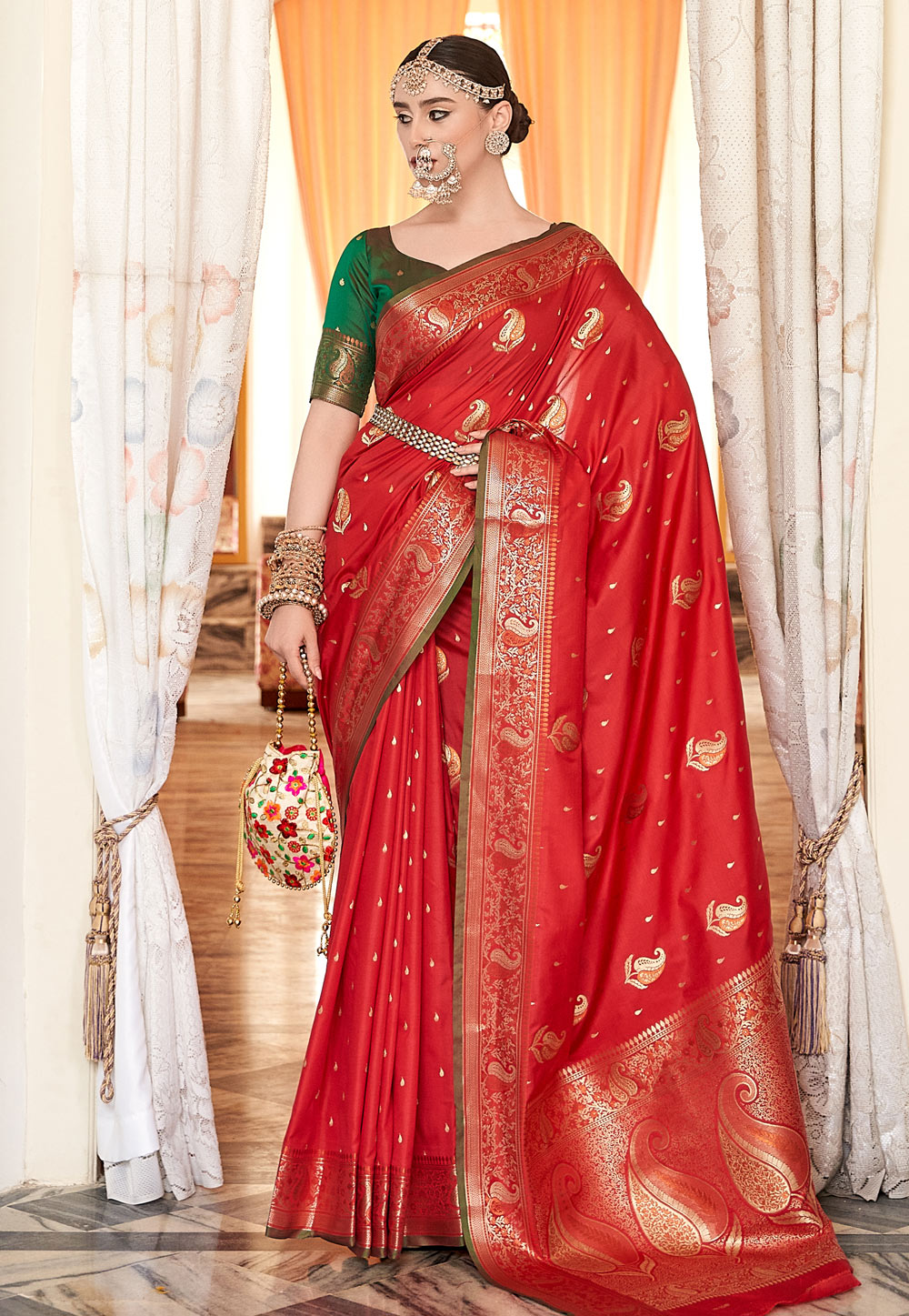 Red Silk Saree With Blouse 266965