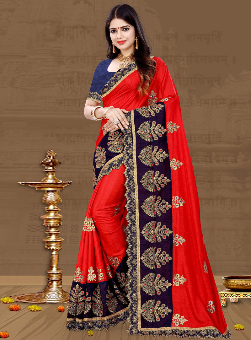 Red Silk Saree With Blouse 147834