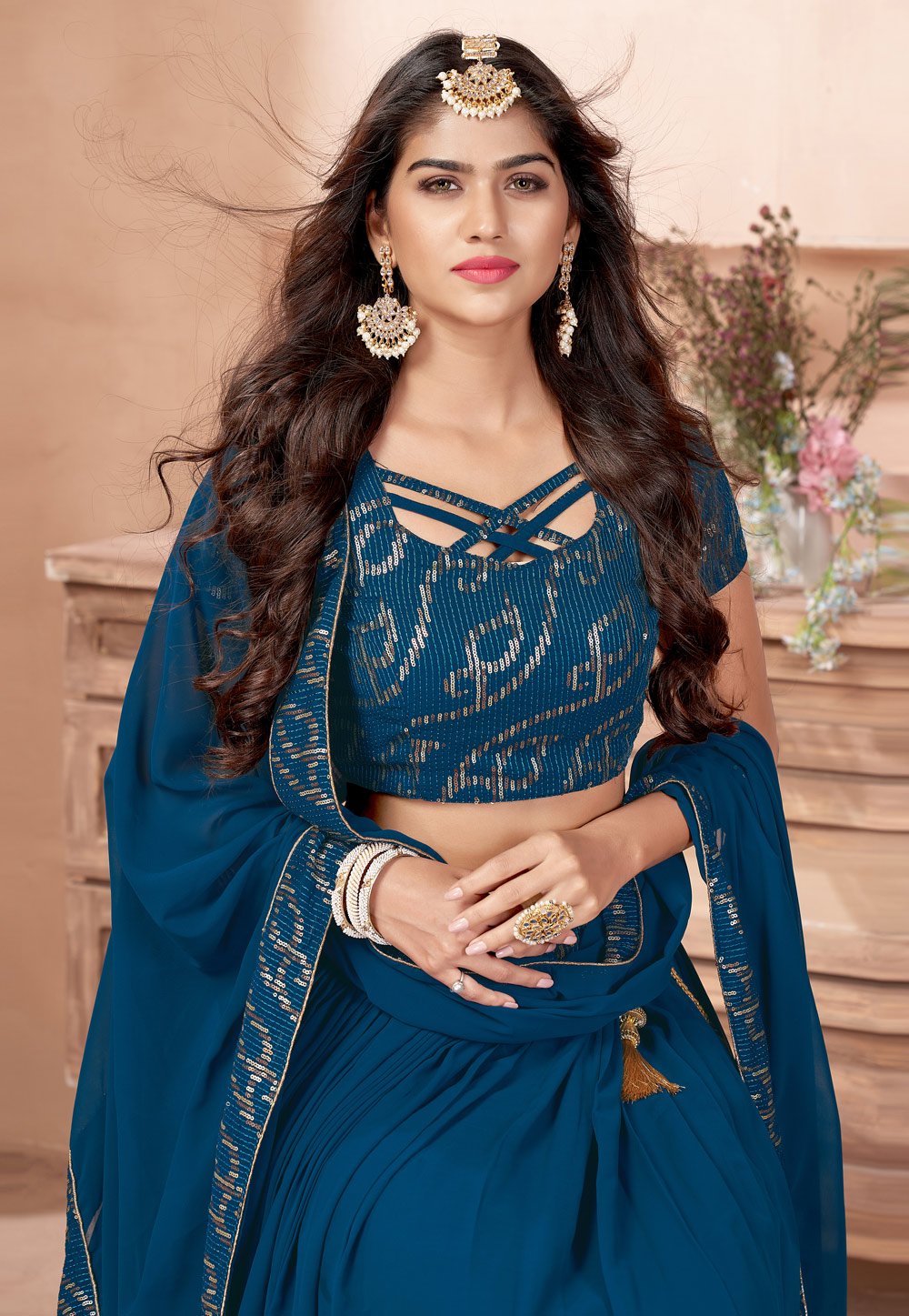 Buy Zeel Clothing Women's Chinon Silk Embroidered Mirror Work Lehenga Choli  with Dupatta (117-Pink-Wedding-Bridal-Latest-New; Free Size; Pink) at  Amazon.in
