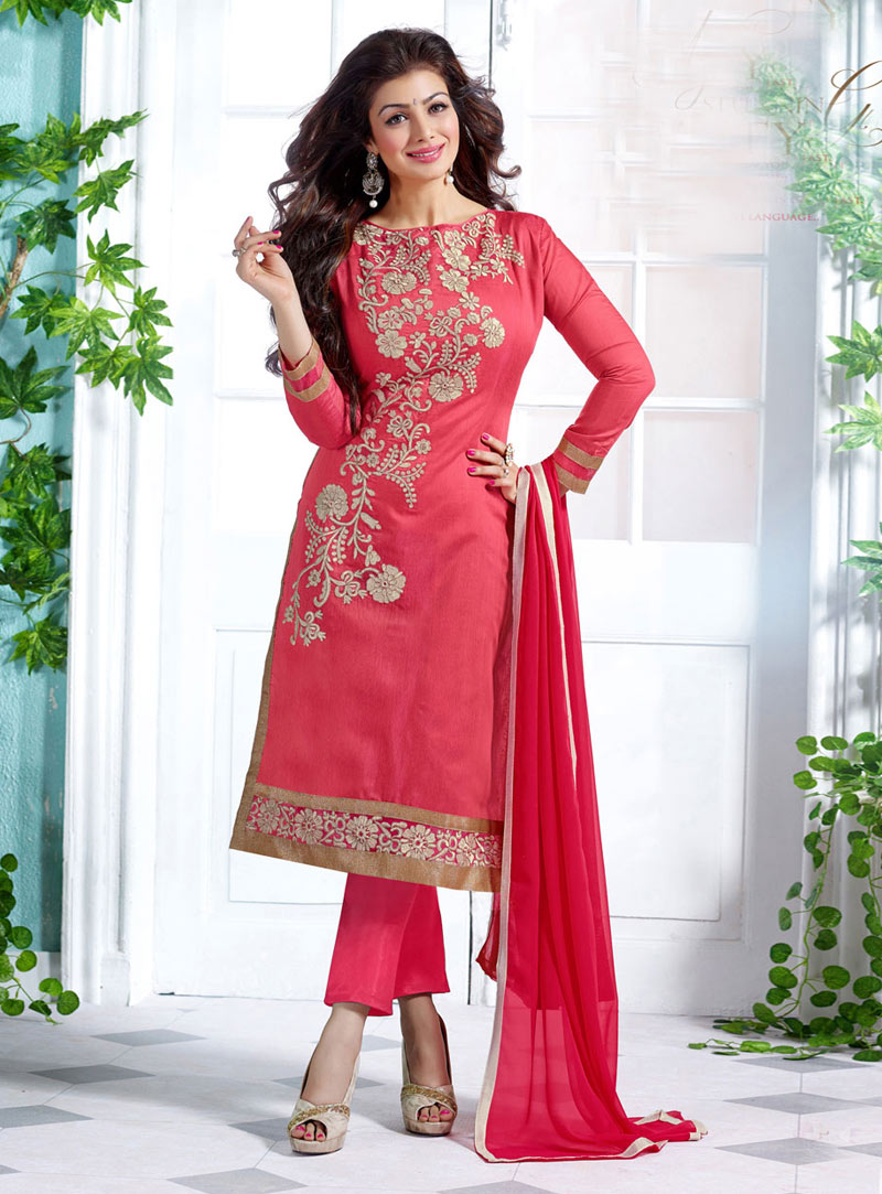 Ayesha Takia Pink Chanderi Pant Style Suit 77955