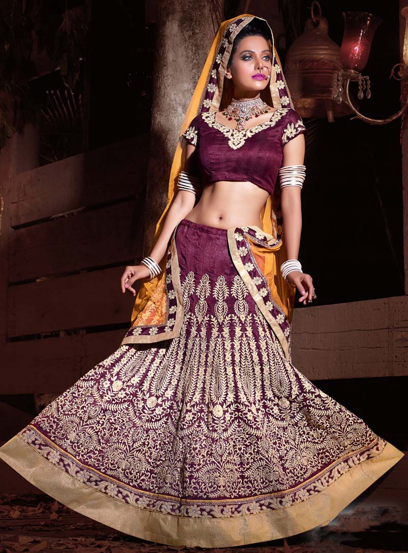 Dark Purple Bhagalpuri Wedding Lehenga Choli 56792