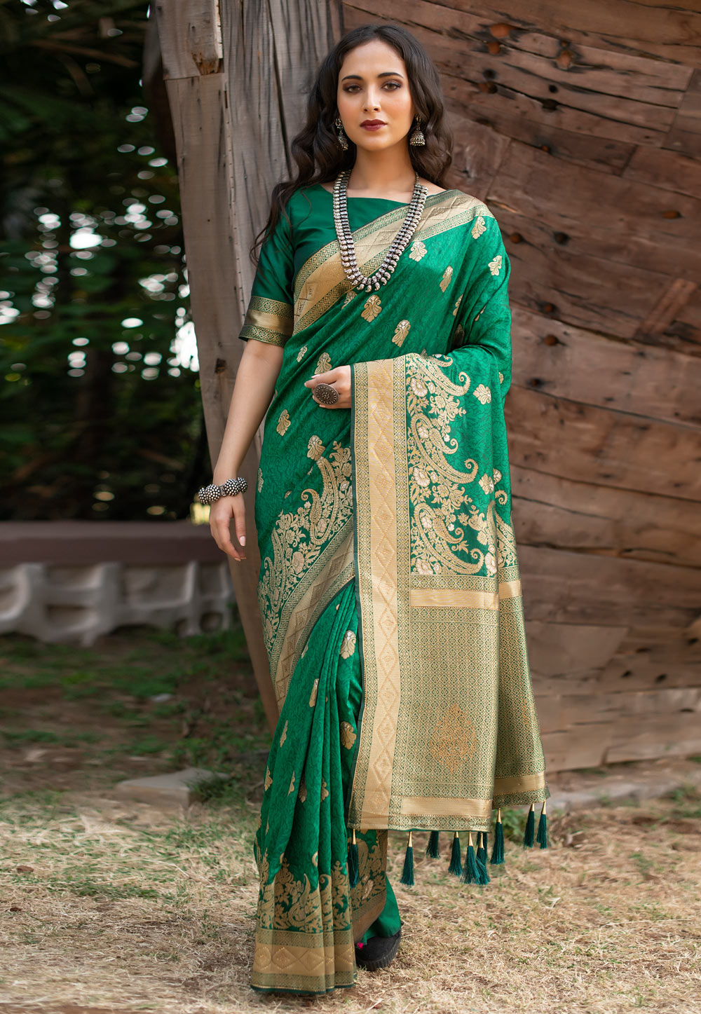 Green Banarasi Silk Festival Wear Saree 231870