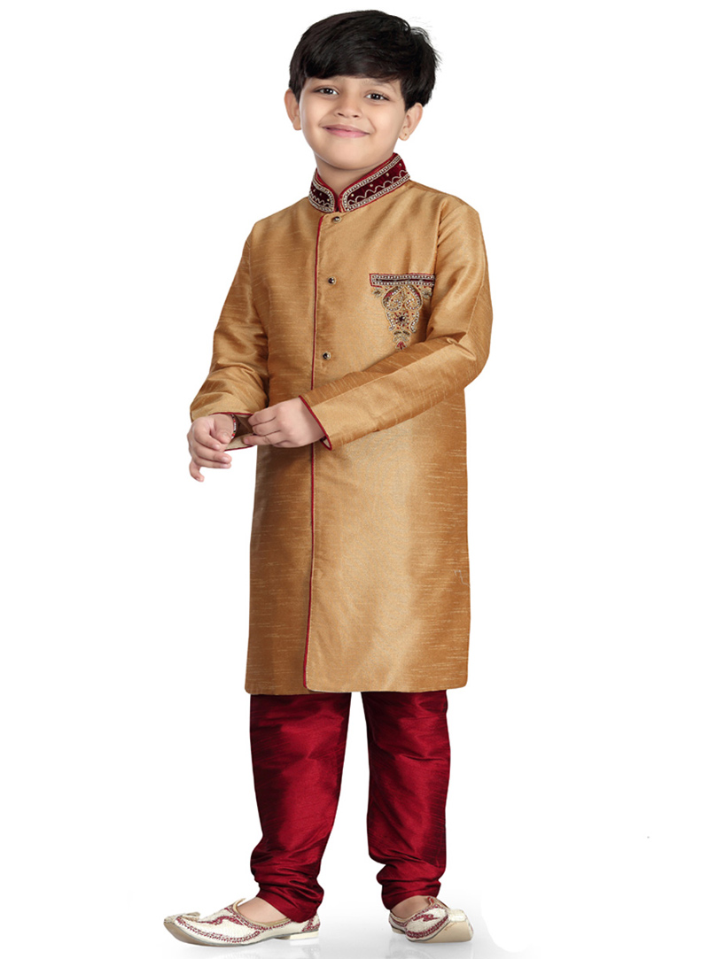 Golden Art Dupion Kids Readymade Indo Western Suit 78222