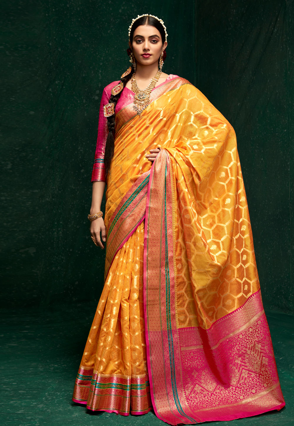 Orange Cotton Silk Saree With Blouse 263132