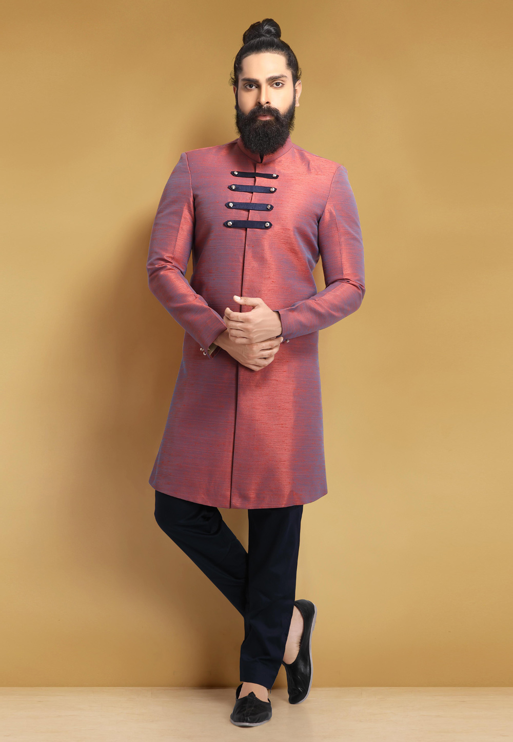 Pink Silk Indo Western Suit 235351
