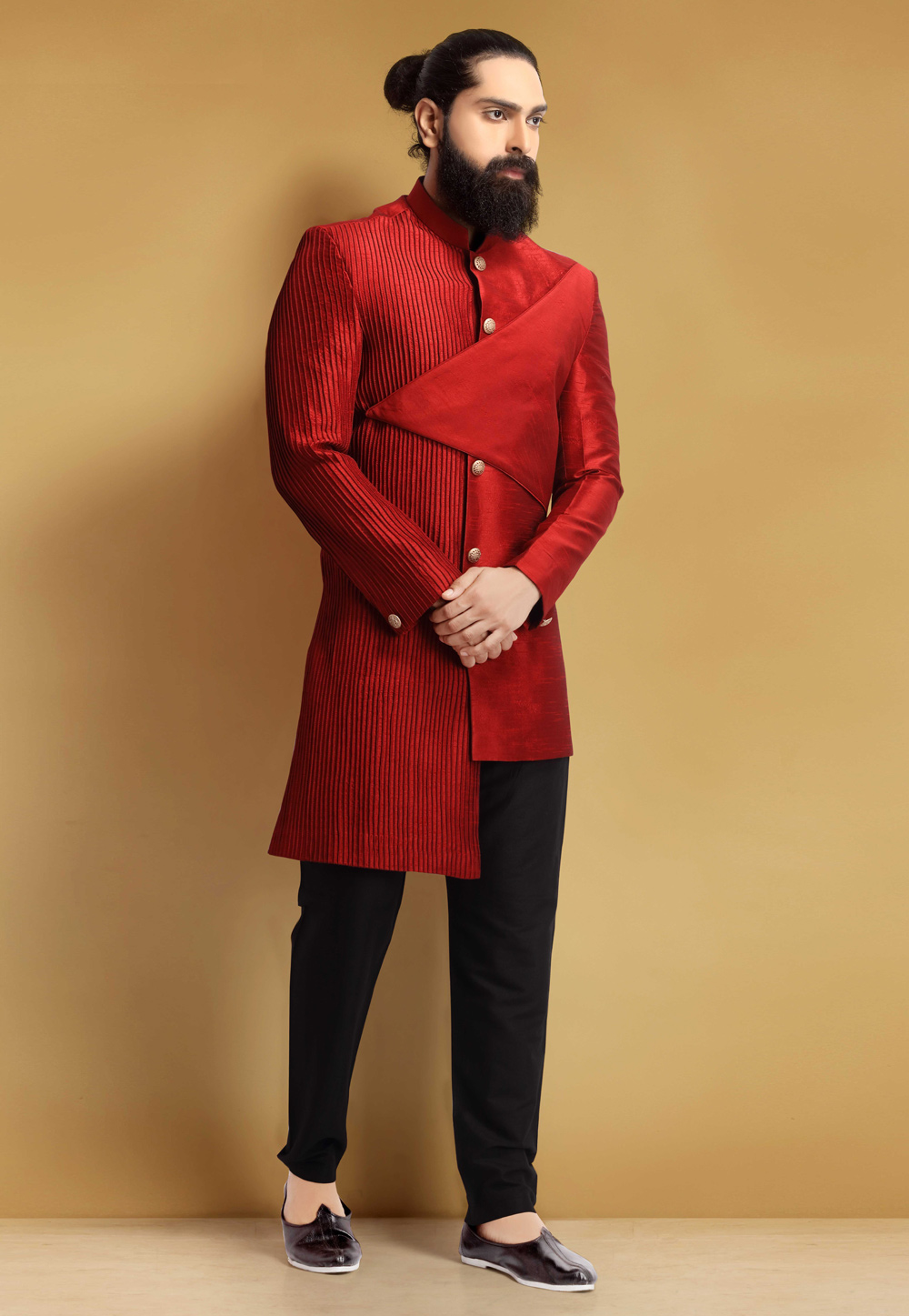 Maroon Silk Indo Western Suit 235378