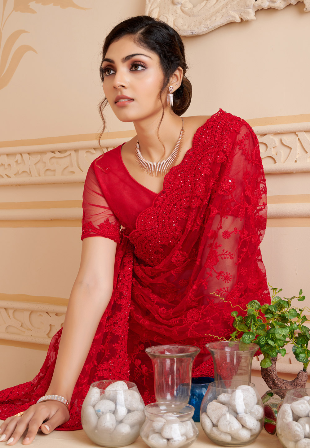 30 Contrast Blouse Designs For Red Silk Saree - Candy Crow