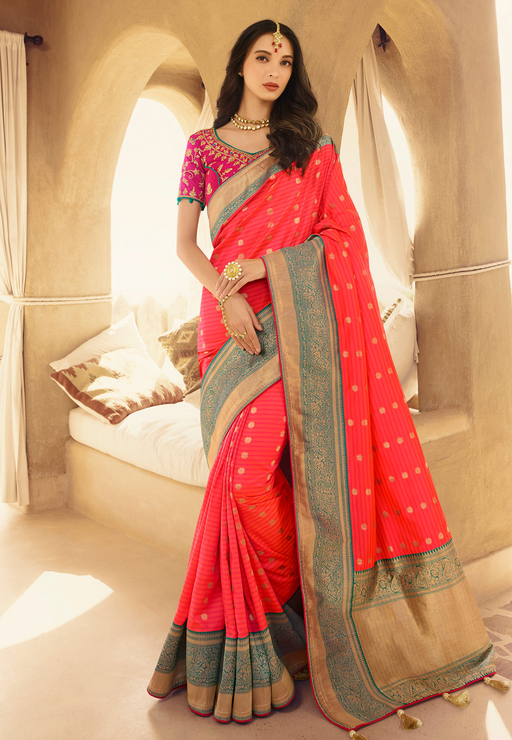 Pink Silk Festival Wear Saree 195510 