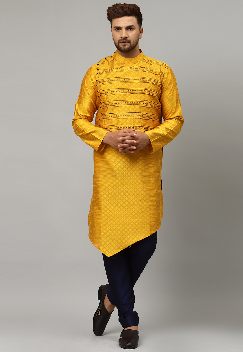 Yellow Dupion Silk Kurta Pajama 229847