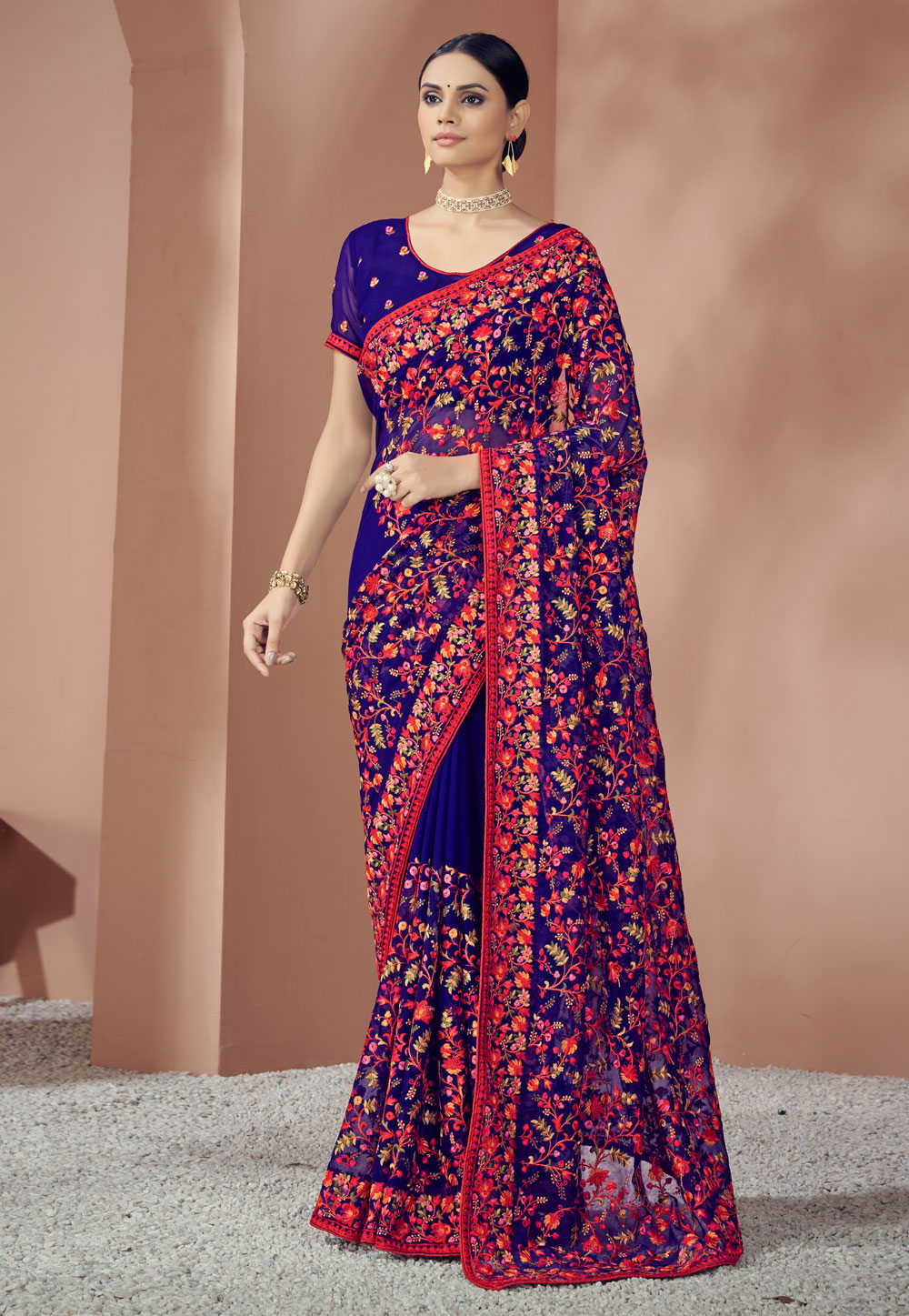 Blue Georgette Saree With Blouse 247568