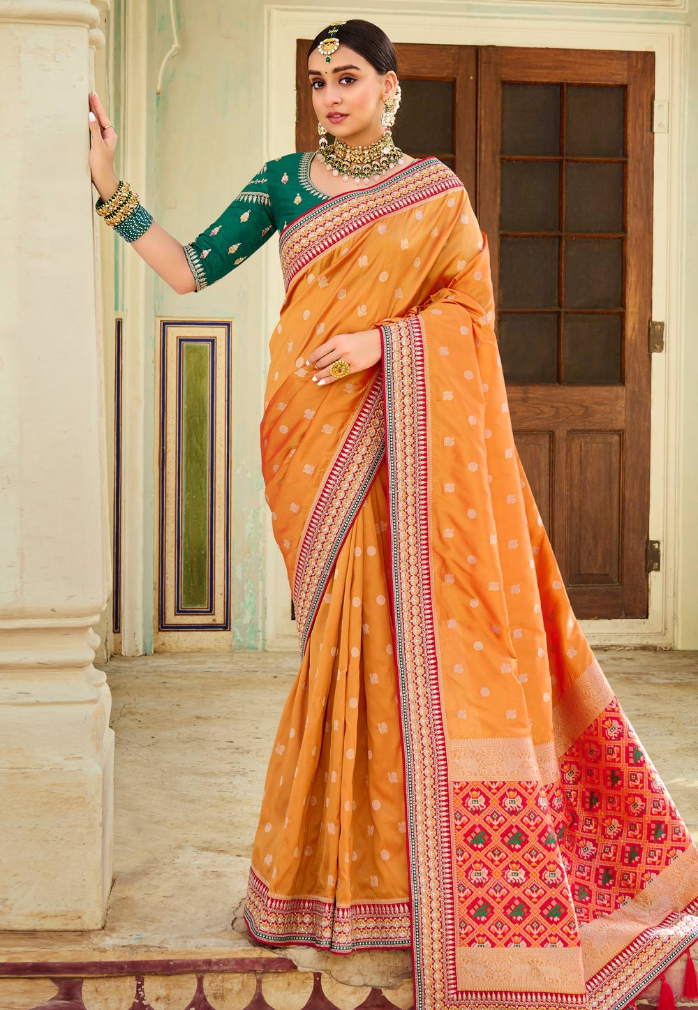 Orange Silk Saree With Blouse 232969