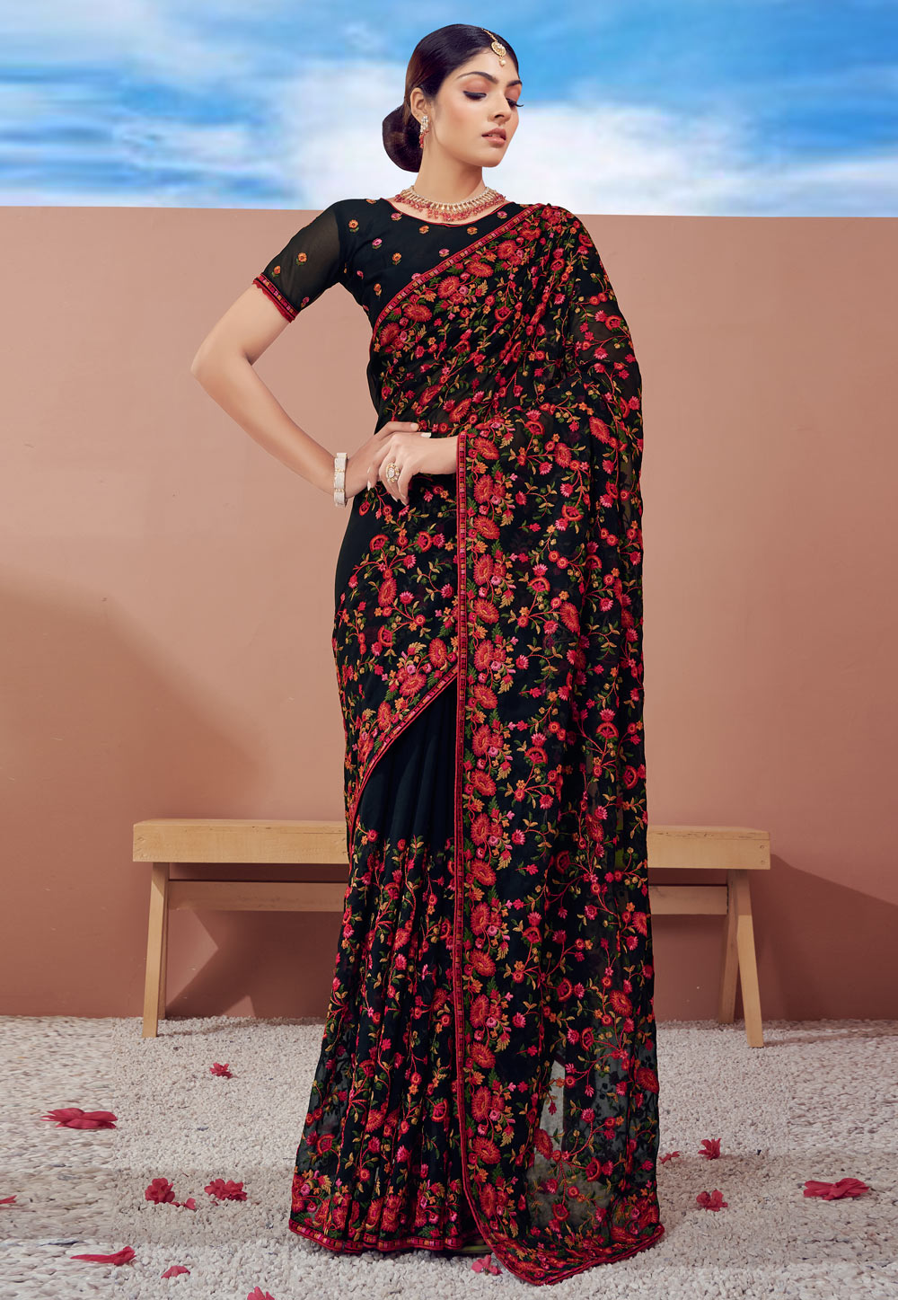 Black Georgette Saree With Blouse 247569
