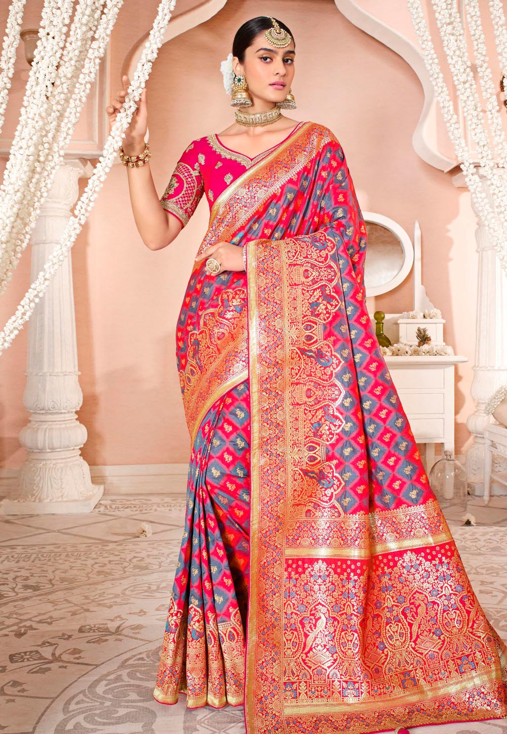 Magenta Silk Festival Wear Saree 242057